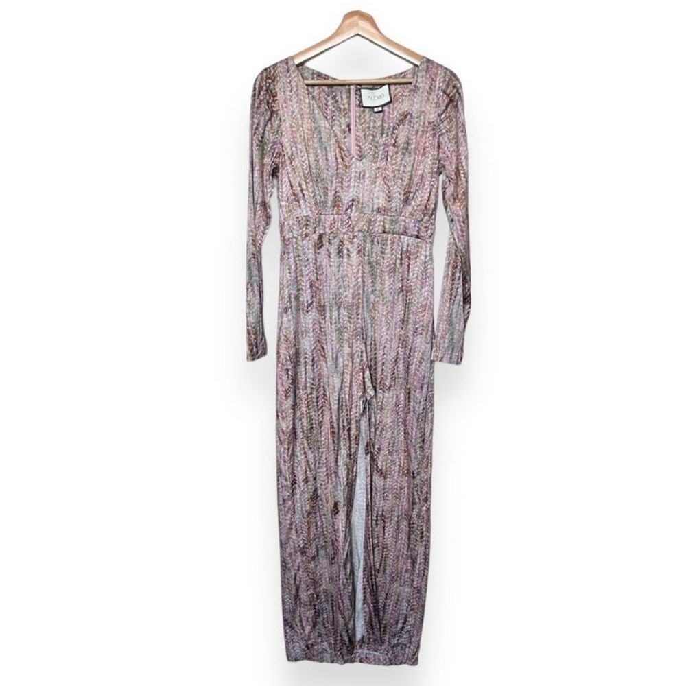 NWOT Alexis Audrey Satin Romper Dress Speckle Nude Medium Revolve - Picture 3 of 6